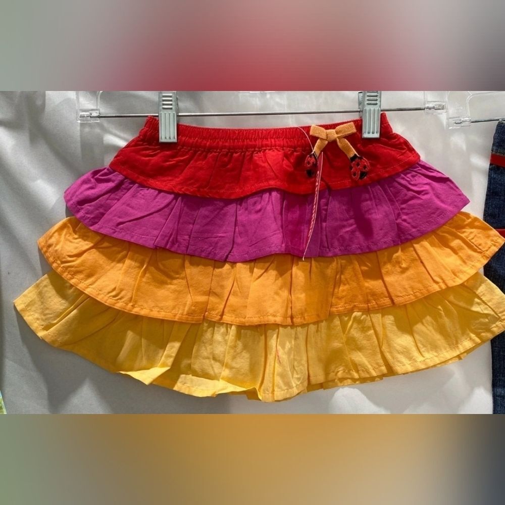 Gymboree Red and Pink Bubble Ruffle Ribbon Bow Mini Skirt Tiered Casual 3T